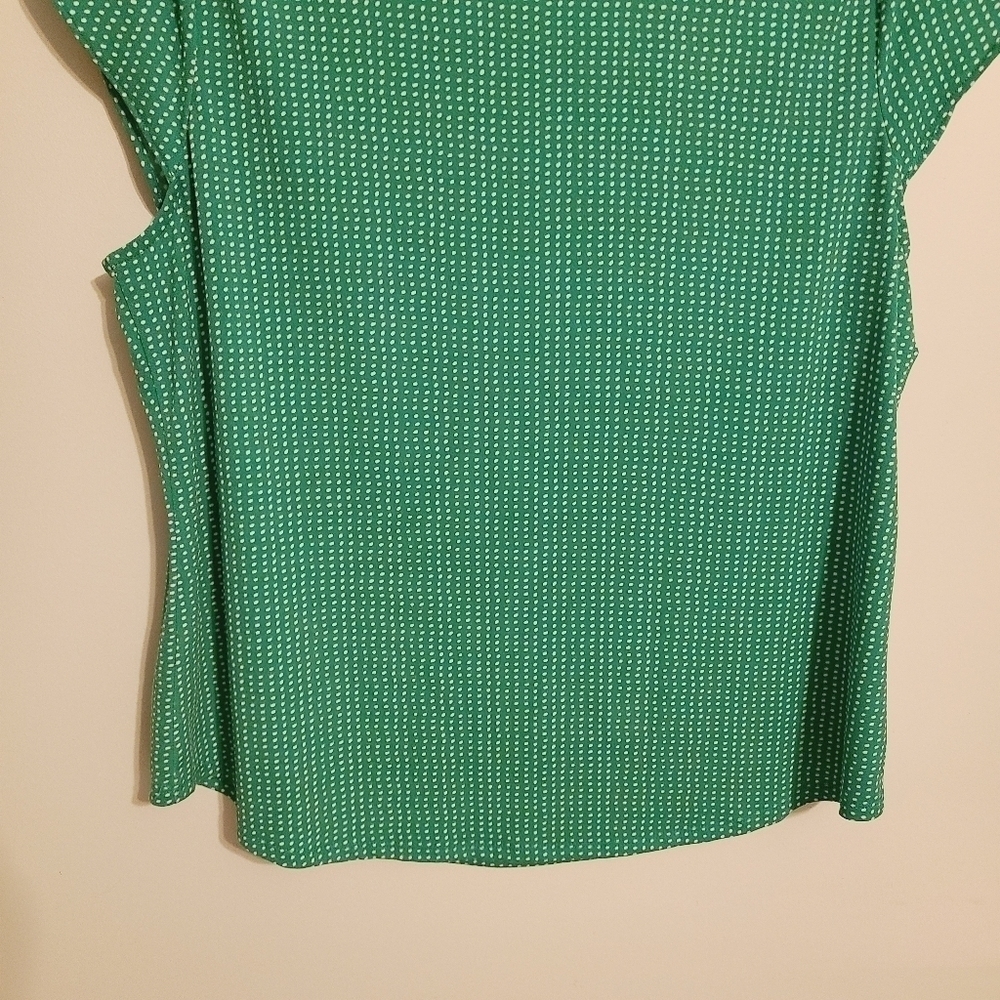 Adrianna Papell | Women's Green Polka Dot Cap Sleeve Blouse (Size XL) - Picture 11 of 12